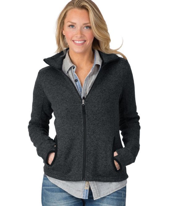 Womens Heathered Fleece Jacket-Charles River Apparel