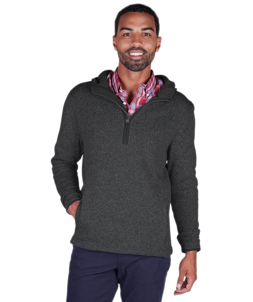 Mens Heathered Fleece Quarter Zip Hoodie-Charles River Apparel