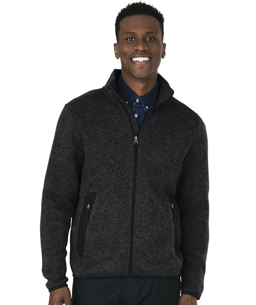 Mens Heathered Fleece Jacket-Charles River Apparel