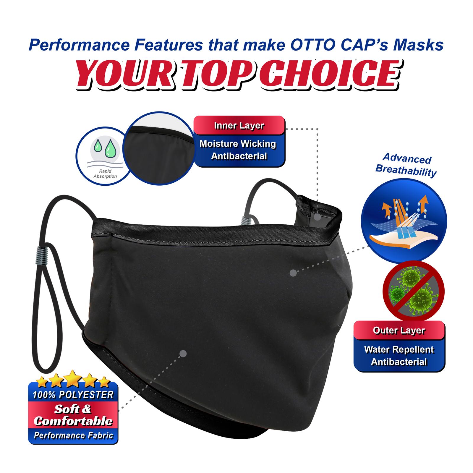 OTTO CAP Contoured Binding Edge Face Mask w/Adjustable Straps & Nose Strip-OTTO