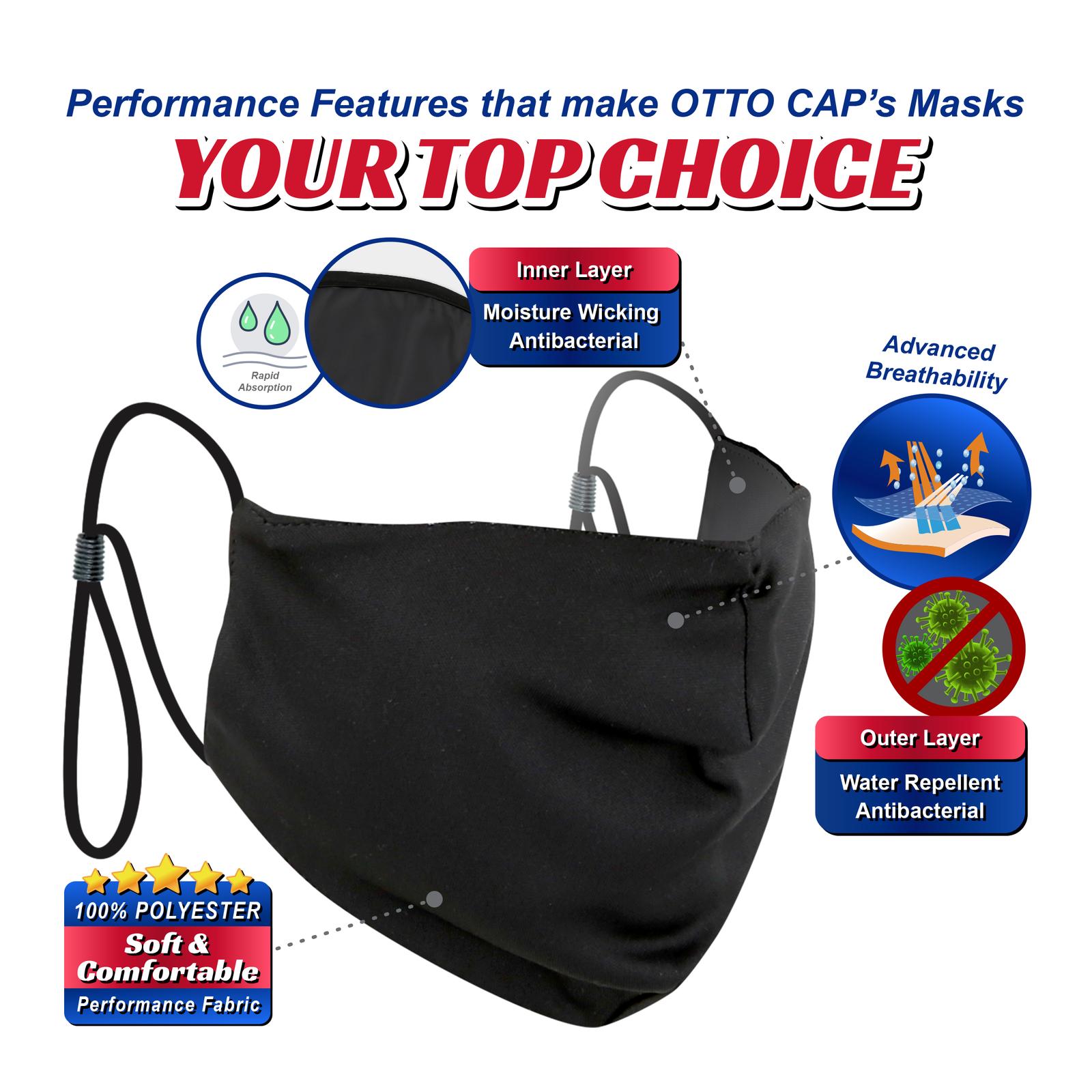 OTTO CAP Contoured Face Mask w/Adjustable Straps & Nose Strip-OTTO
