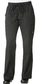 Women‘s Black Pinstripe Chef Pants-CW