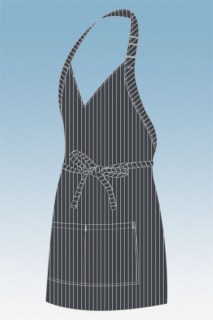 Charcoal Pinstripe V-Neck Tuxedo Apron-CW