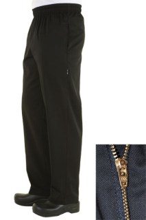 Black Basic Baggy with Zipper Fly-Chef Works