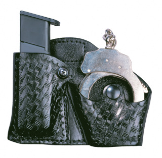 Leather Vertical Open Magazine Cuff Combo Holder - Basket Weave-Dutyman