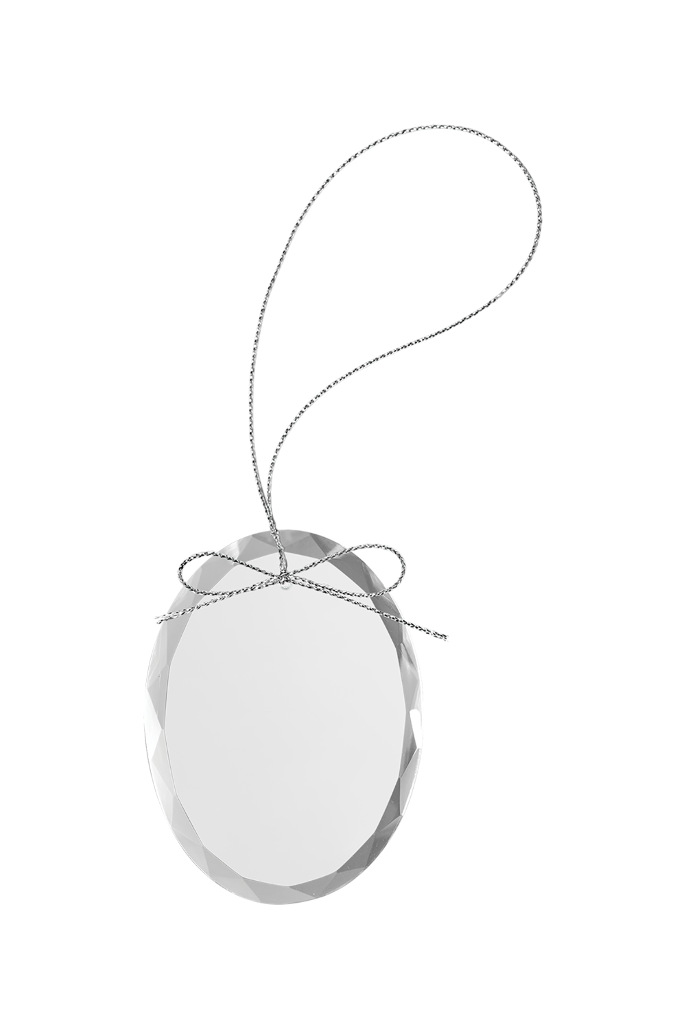 3 1/4" Clear Oval Glass Ornament with Silver String-FulFillEngine