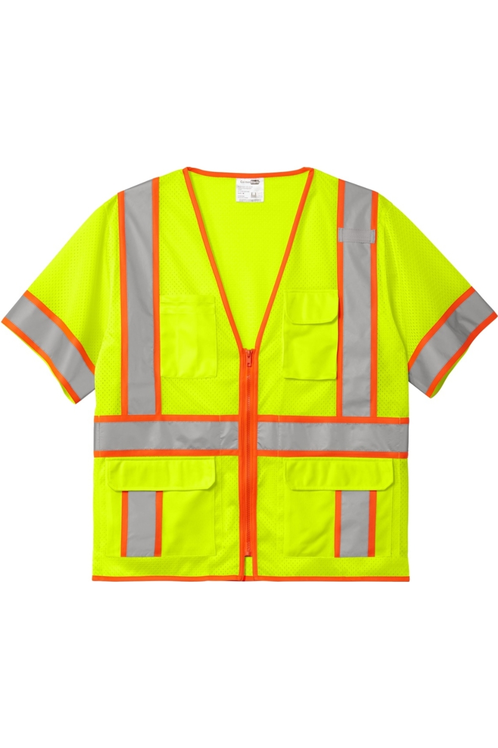 CornerStone ANSI 107 Class 3 Surveyor Mesh Zippered Two-Tone Short Sleeve Vest-Cornerstone