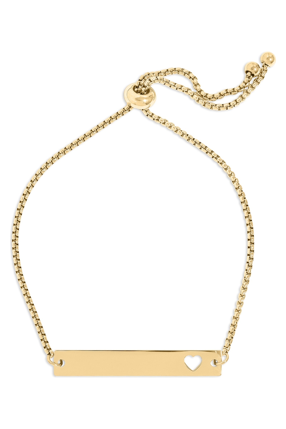Adjustable Heart Cutout Flat Bar Bracelet-FulFillEngine