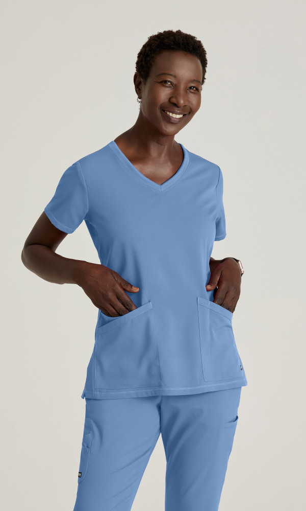 Greys Anatomy GRST045 Serena Spandex Stretch 3 Pocket Medical Scrub Top