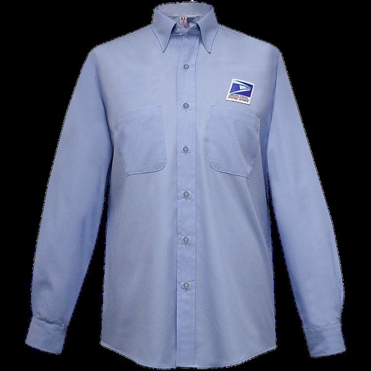 USPS Letter Carrier 65% Poly/35% Cotton Men&#8216;s Long Sleeve Shirt-Flying Cross Postal Uniforms